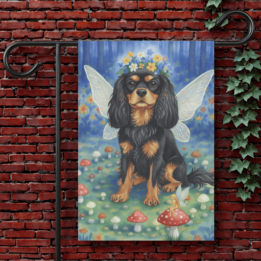 Personalized Nighttime Fairy Circle Cavalier Garden Flag 12'' × 18''