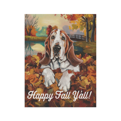 Printify Home Decor Outdoor Flag, Funny Basset Hound Yard Decor, Fall Leaf Dog Gift