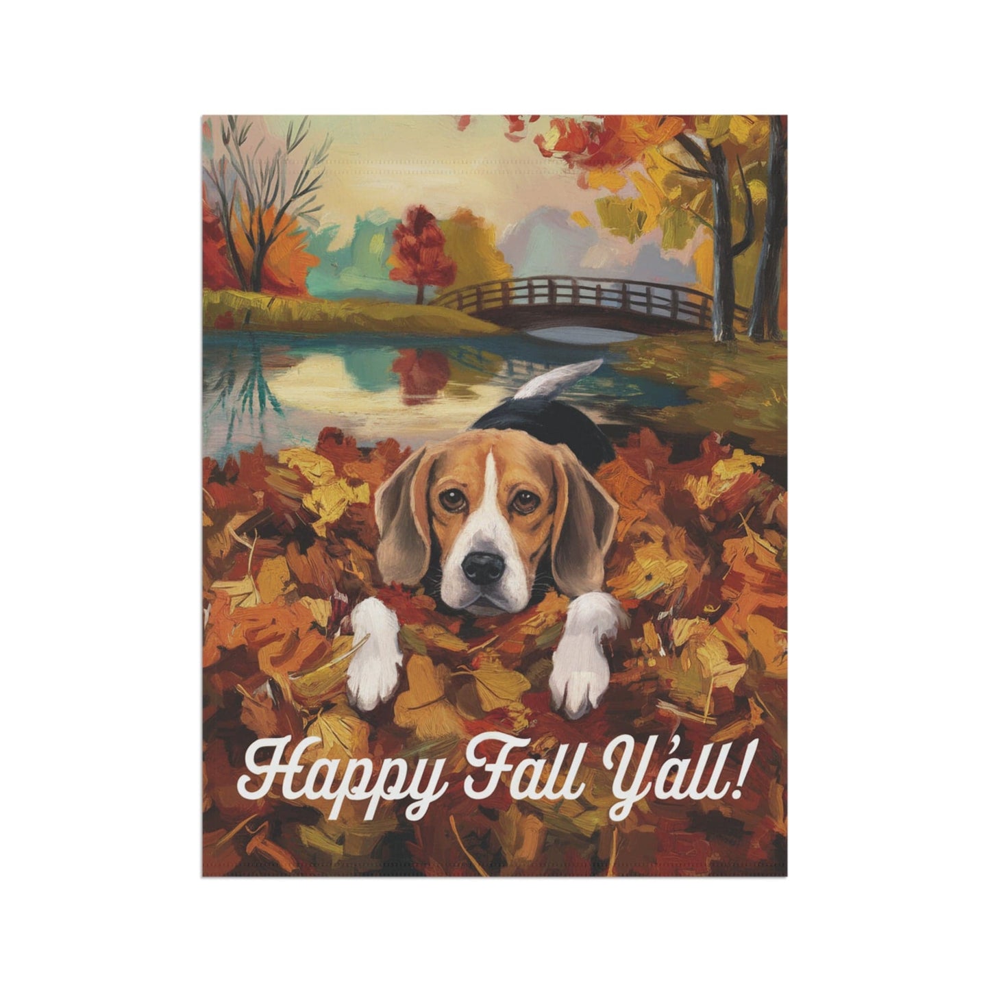 Printify Home Decor Outdoor Flag, Funny Beagle Dog Yard Decor, Fall Leaf Dog Gift, Housewarming Banner