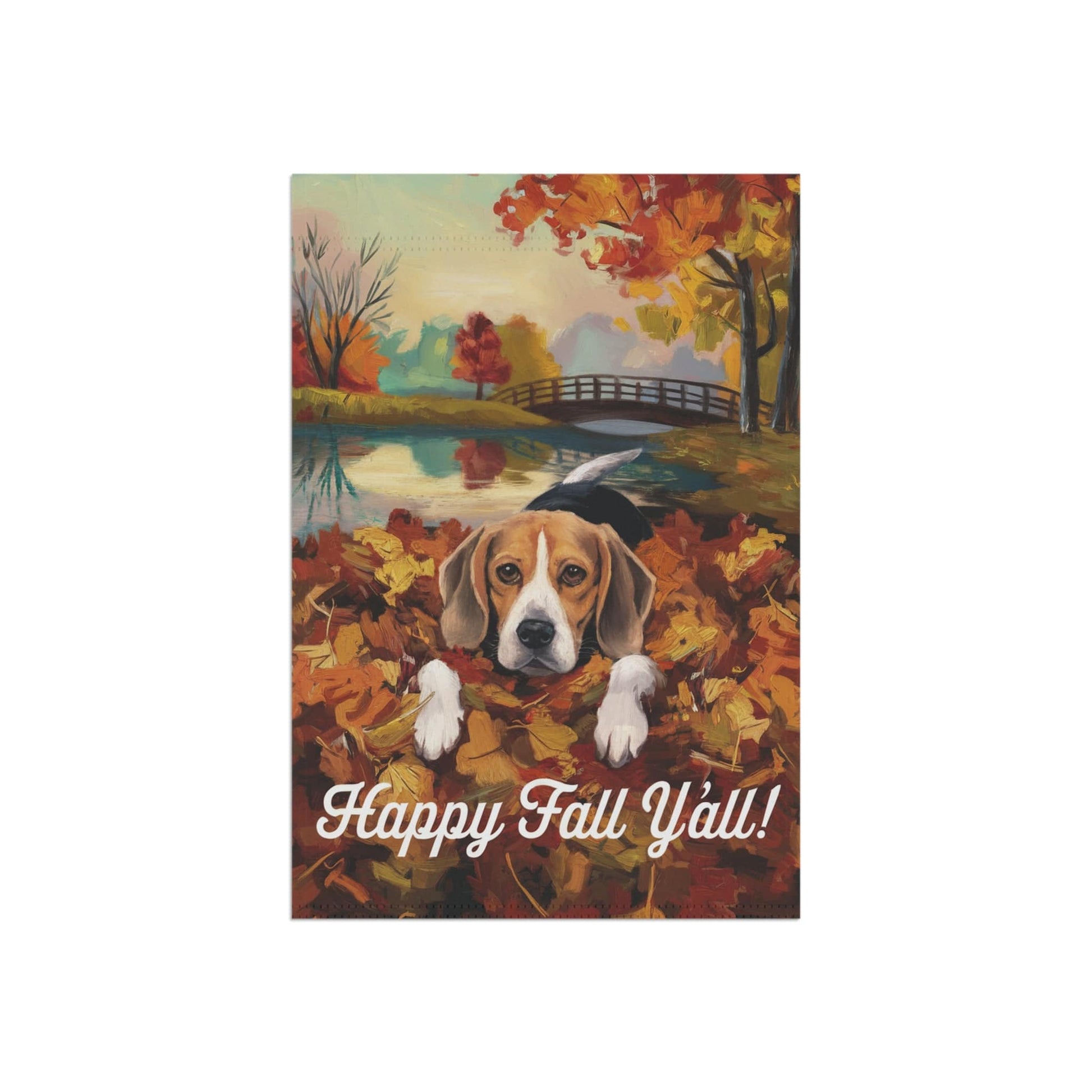 Printify Home Decor Outdoor Flag, Funny Beagle Dog Yard Decor, Fall Leaf Dog Gift, Housewarming Banner