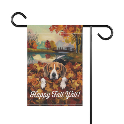 Printify Home Decor Outdoor Flag, Funny Beagle Dog Yard Decor, Fall Leaf Dog Gift, Housewarming Banner