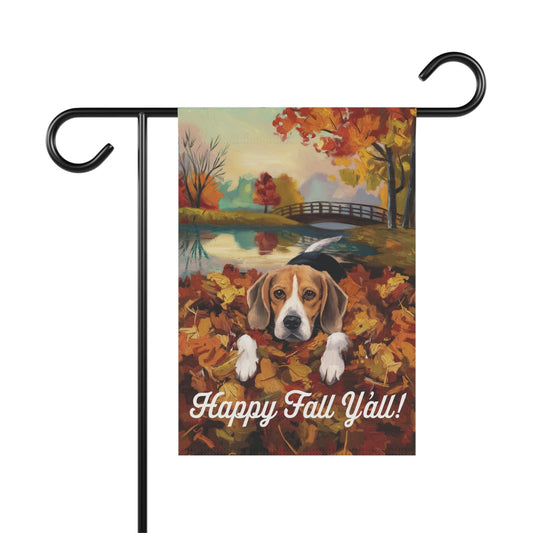 Printify Home Decor 12'' × 18'' Outdoor Flag, Funny Beagle Dog Yard Decor, Fall Leaf Dog Gift, Housewarming Banner