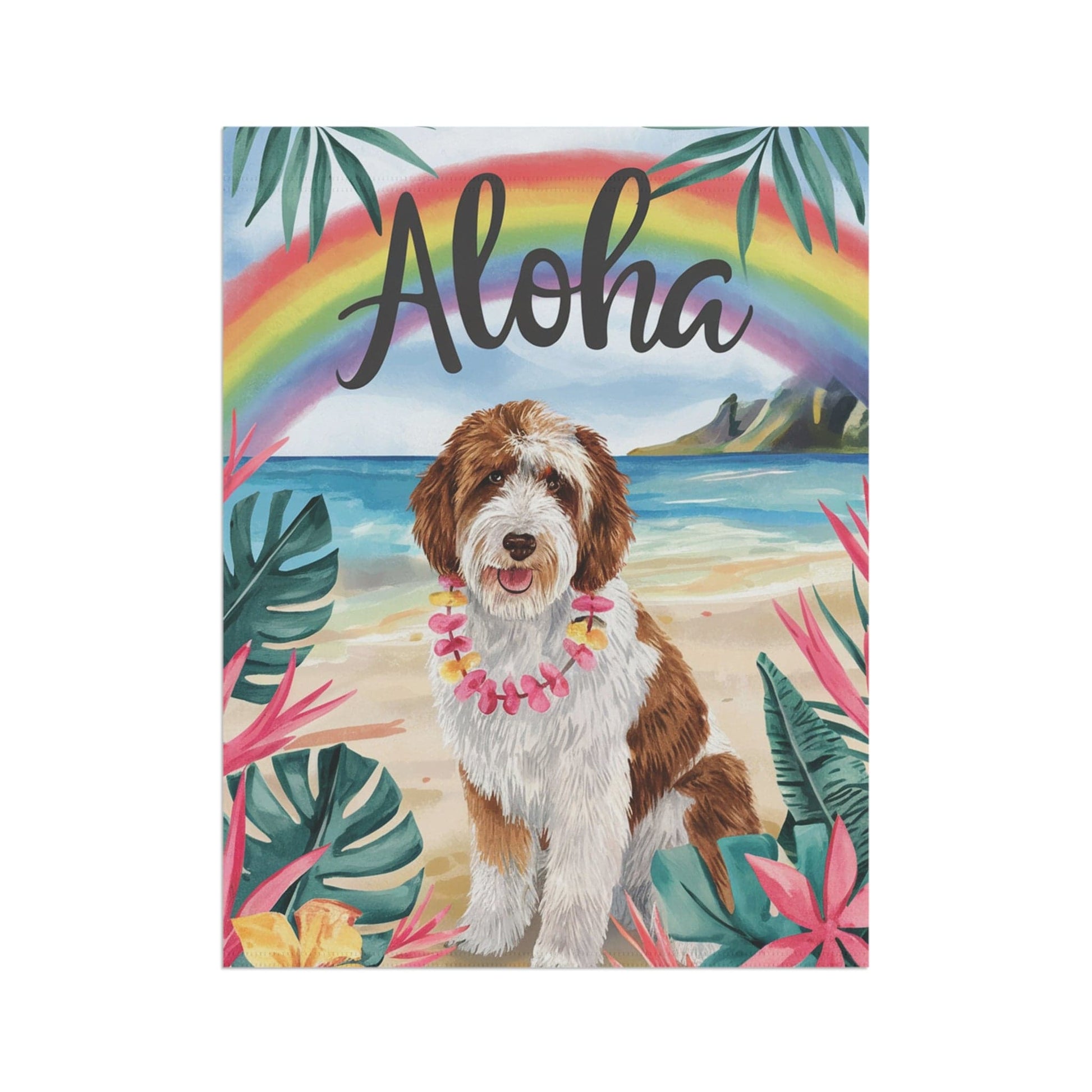 Printify Garden Flag Parti Doodle Dog Aloha Garden Flag