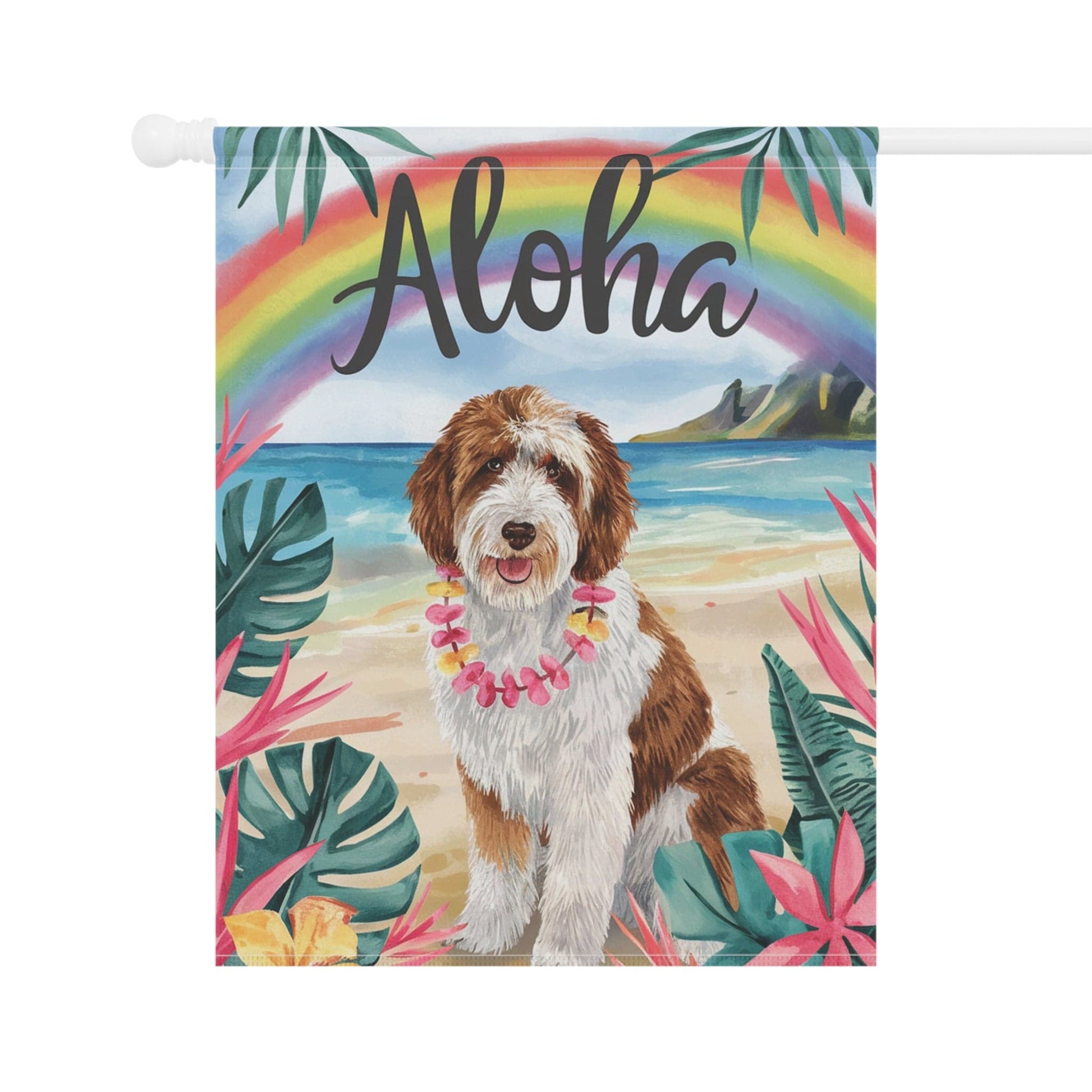 Printify Garden Flag Parti Doodle Dog Aloha Garden Flag
