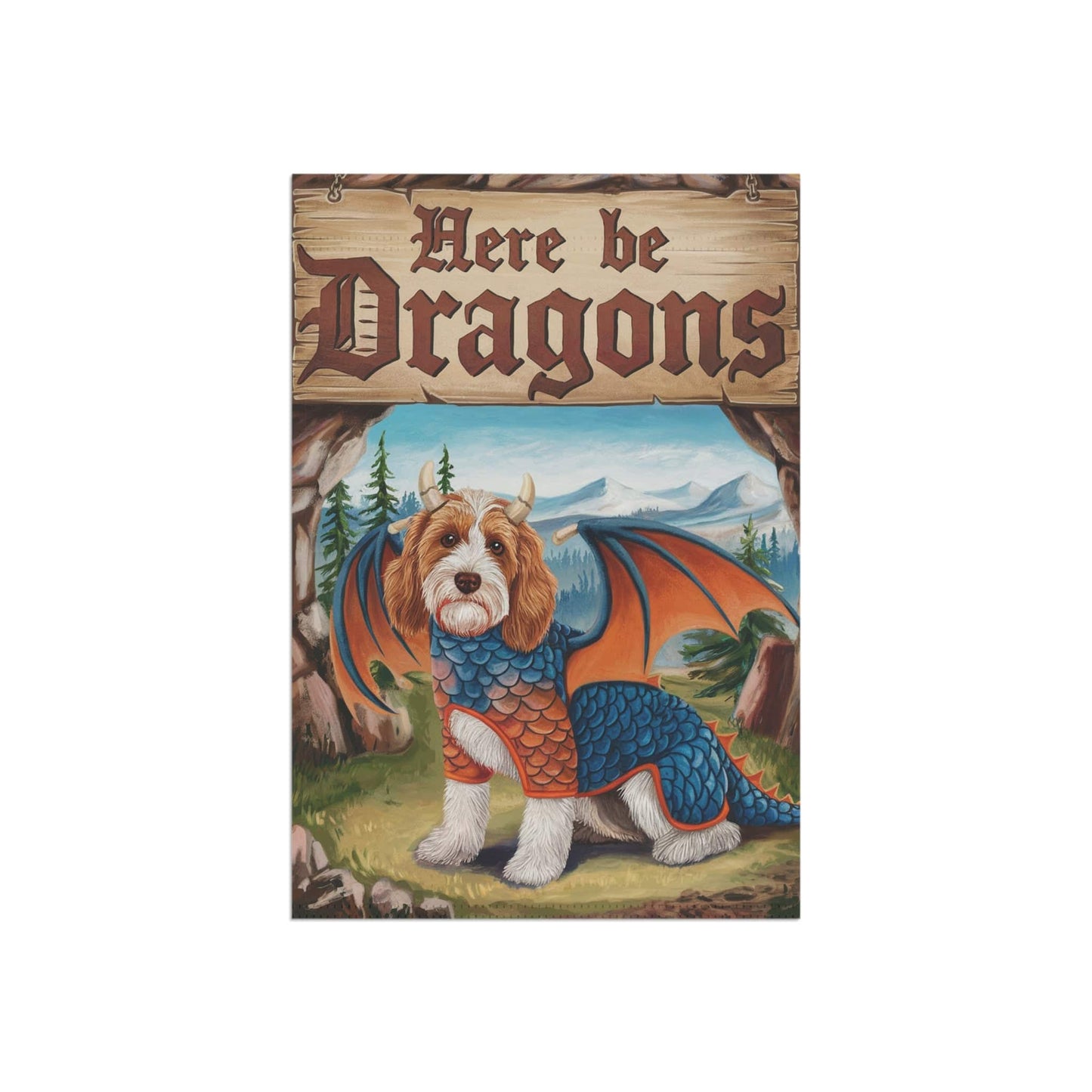 Printify Home Decor Parti Doodle Dog Dragon, Garden Flag, Pet Adventure, Yard Spring Decor, Housewarming Halloween