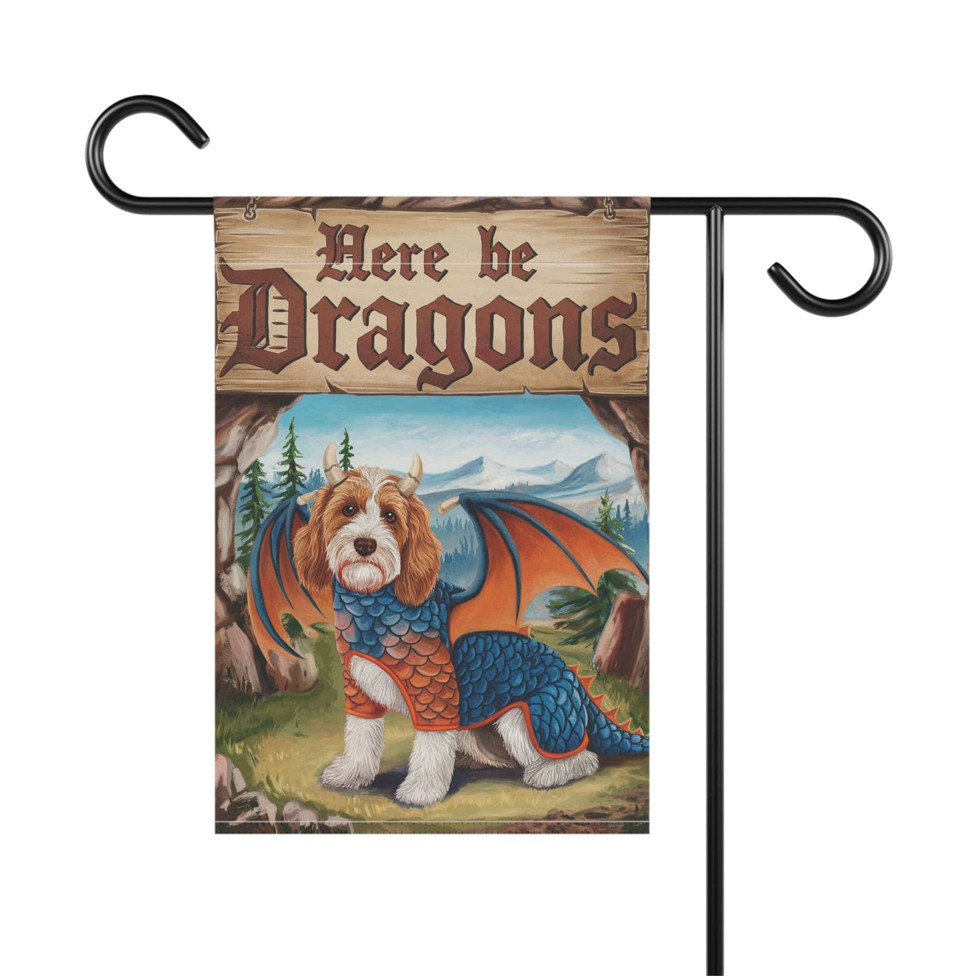 Printify Home Decor Parti Doodle Dog Dragon, Garden Flag, Pet Adventure, Yard Spring Decor, Housewarming Halloween