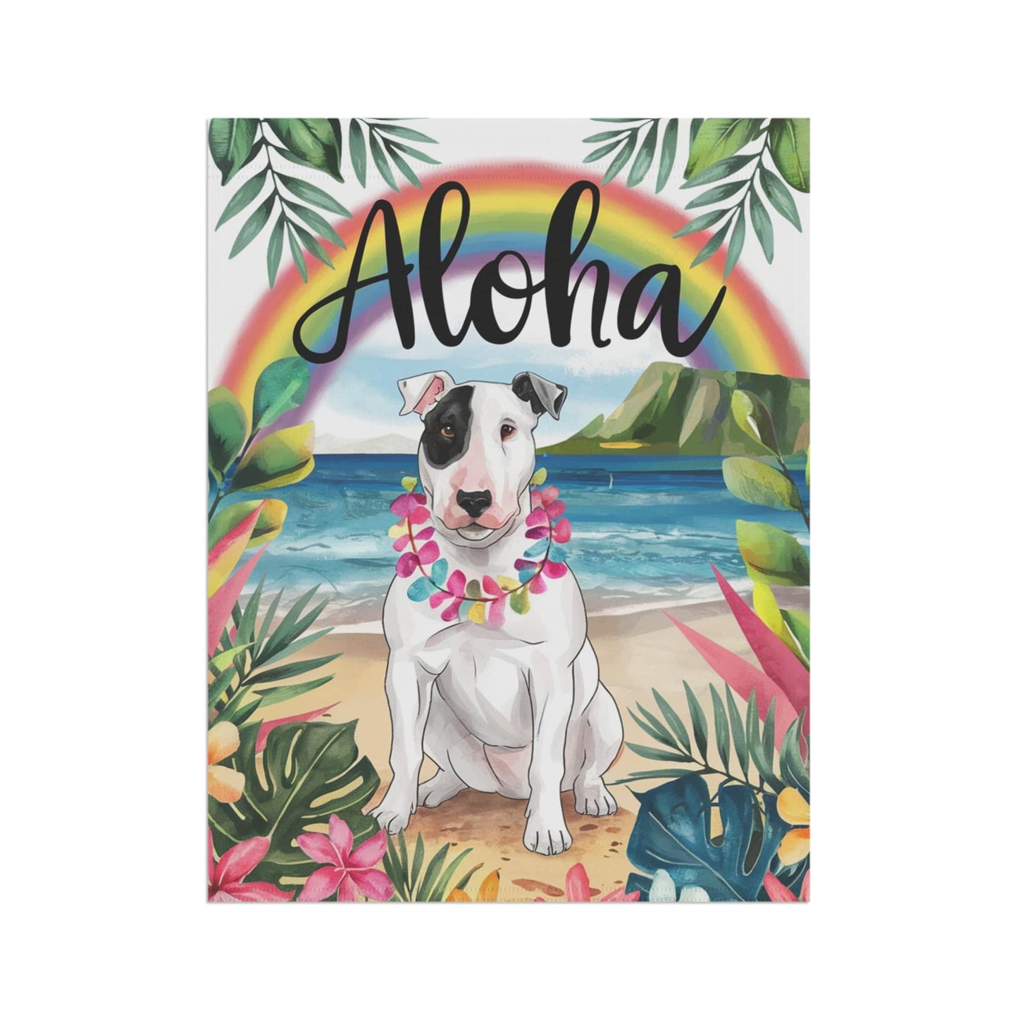 Printify Garden Flag Patched Bull Terrier Aloha Garden Flag