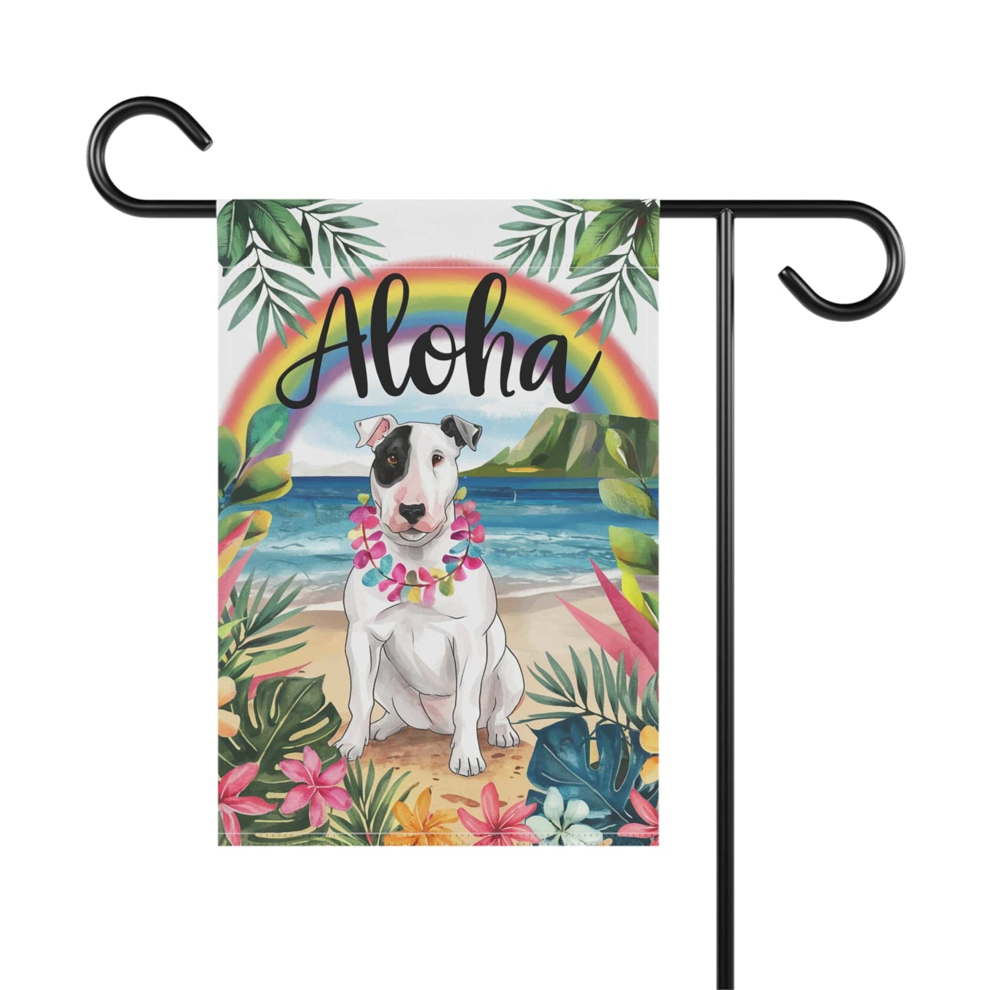 Printify Garden Flag Patched Bull Terrier Aloha Garden Flag