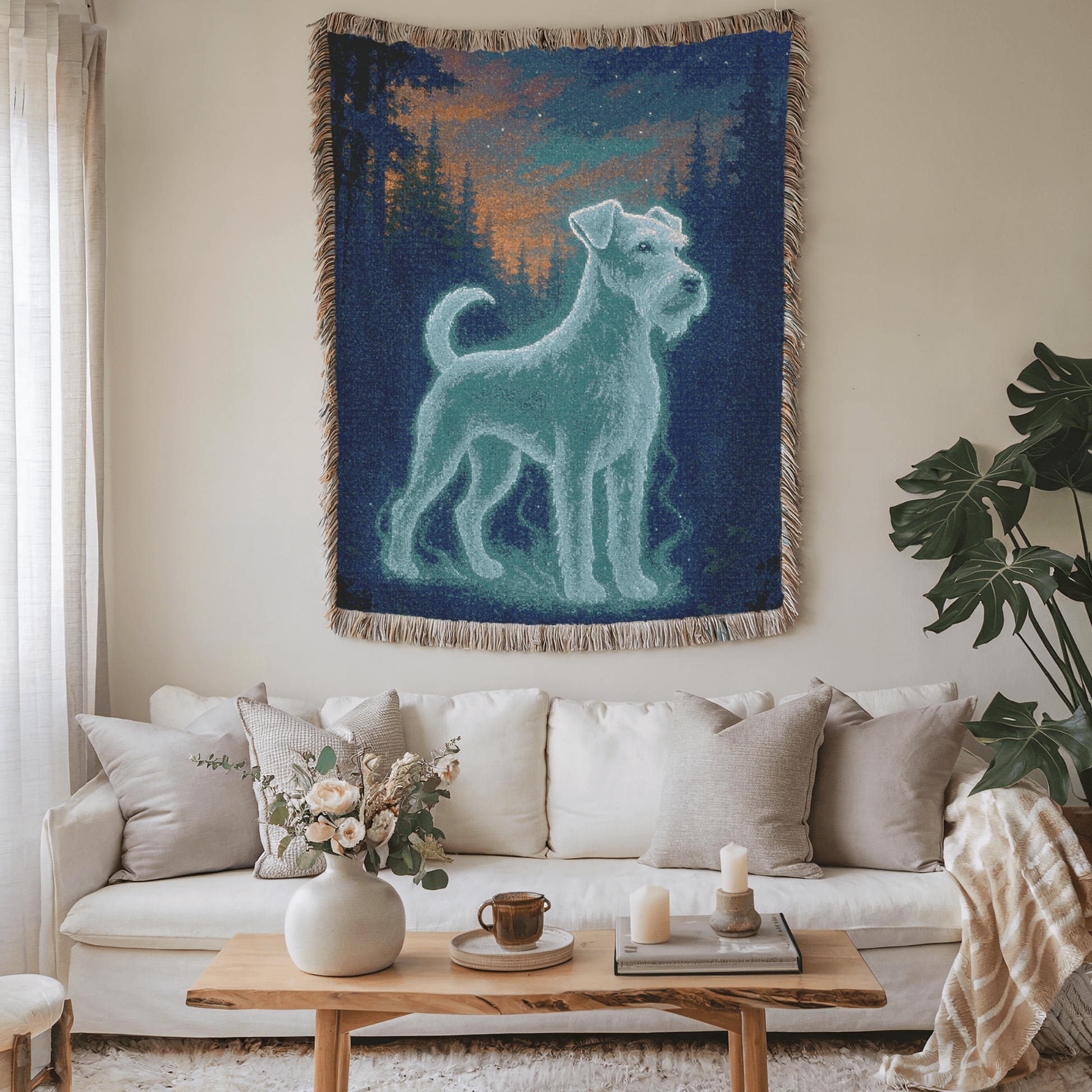 Printify Home Decor Patronus Pet Woven Blanket, Airedale Terrier Dog Throw Housewarming, Fun Home Accent
