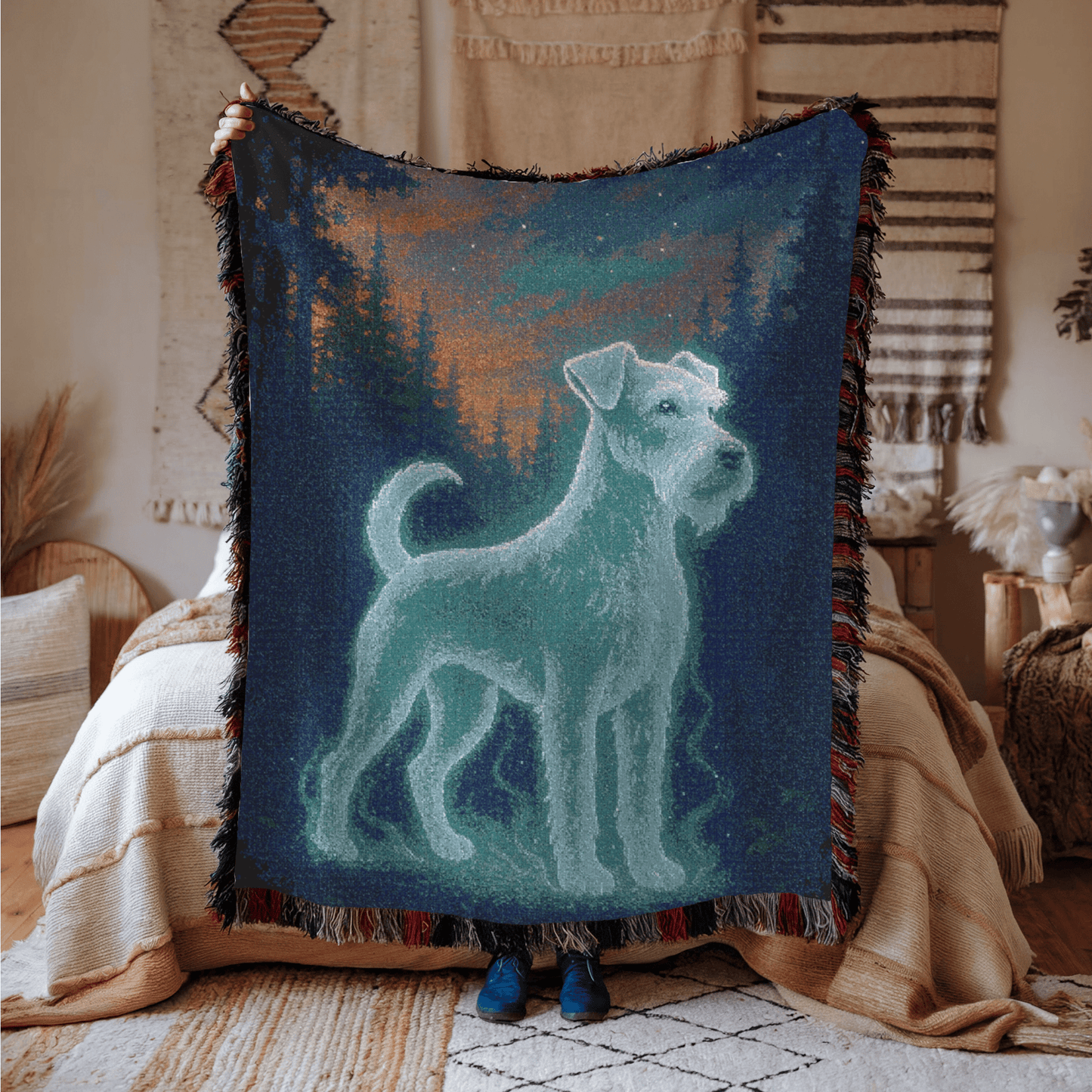 Printify Home Decor Patronus Pet Woven Blanket, Airedale Terrier Dog Throw Housewarming, Fun Home Accent