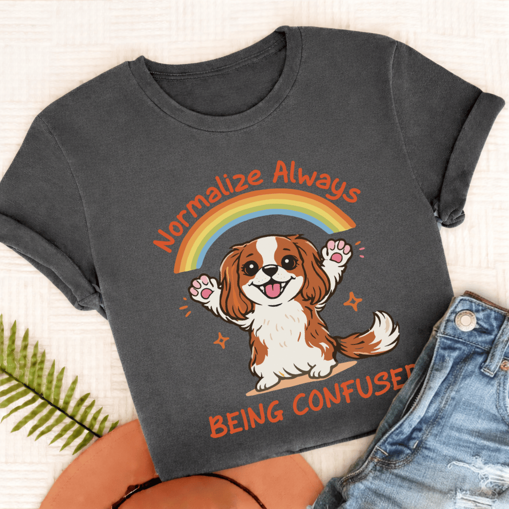Personalized Cavalier Being Confused Unisex TShirt Comfort Colors Pepper