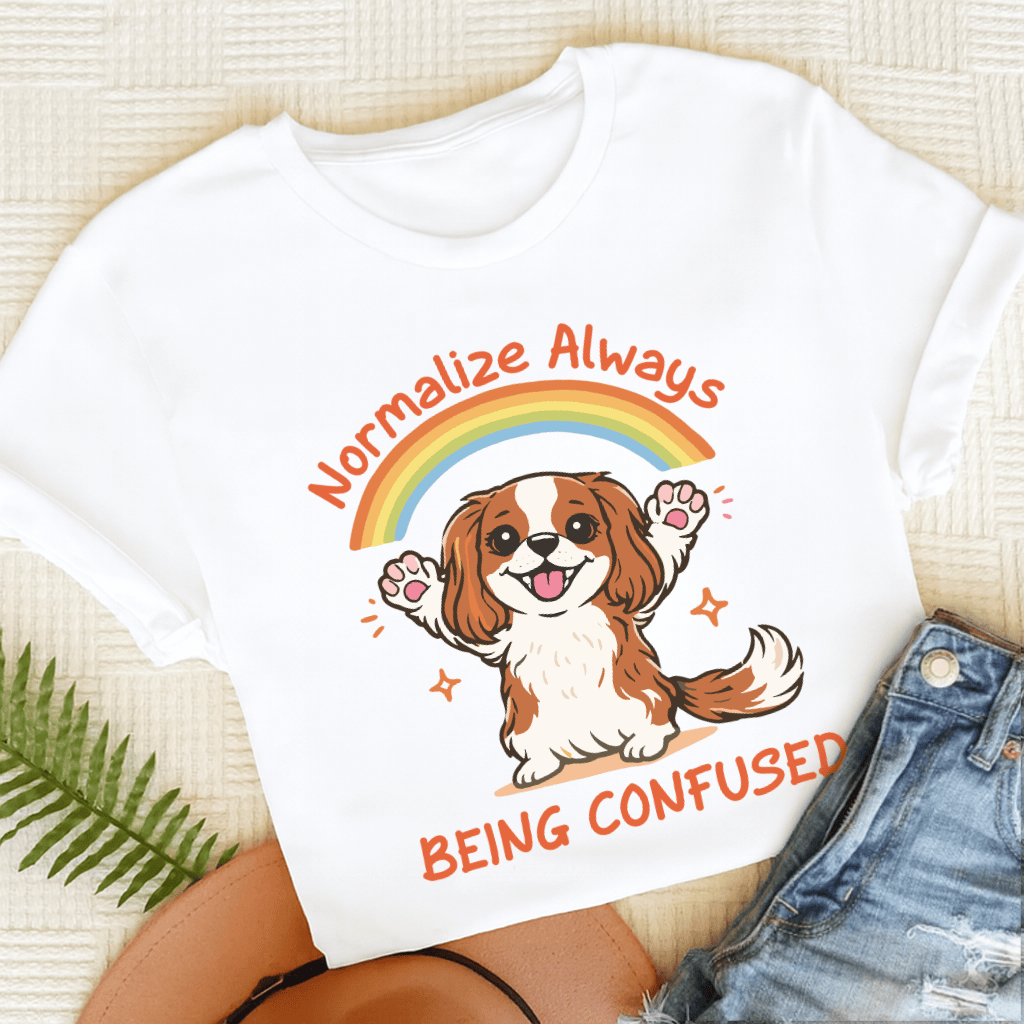 Personalized Cavalier Being Confused Unisex TShirt White