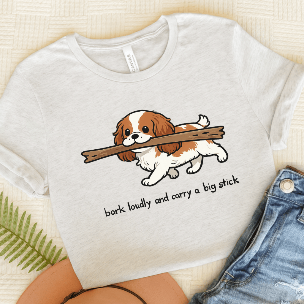 Personalized Cavalier Big Stick Unisex TShirt Ash