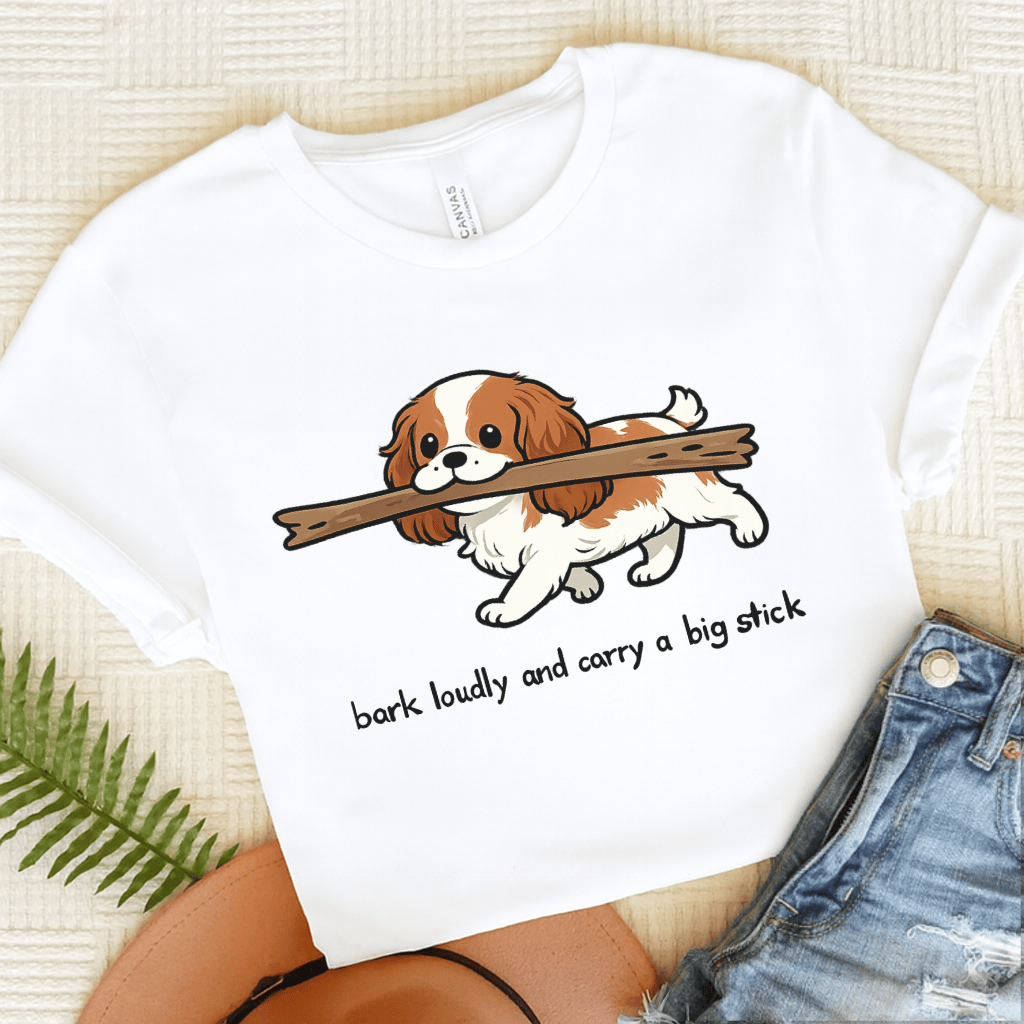 Personalized Cavalier Big Stick Unisex TShirt White