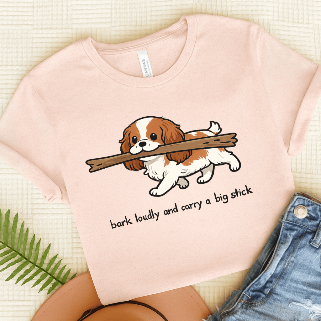 Personalized Cavalier Big Stick Unisex TShirt Soft Pink
