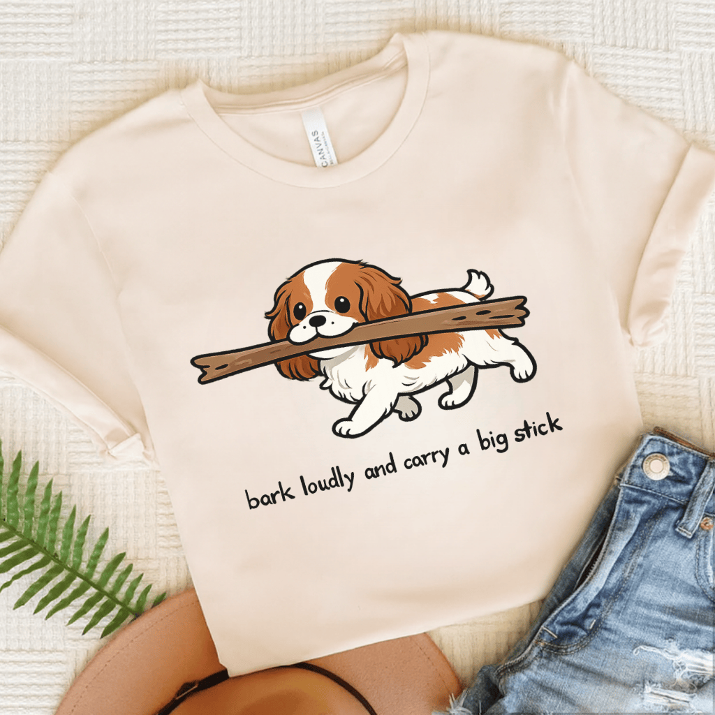 Personalized Cavalier Big Stick Unisex TShirt Natural