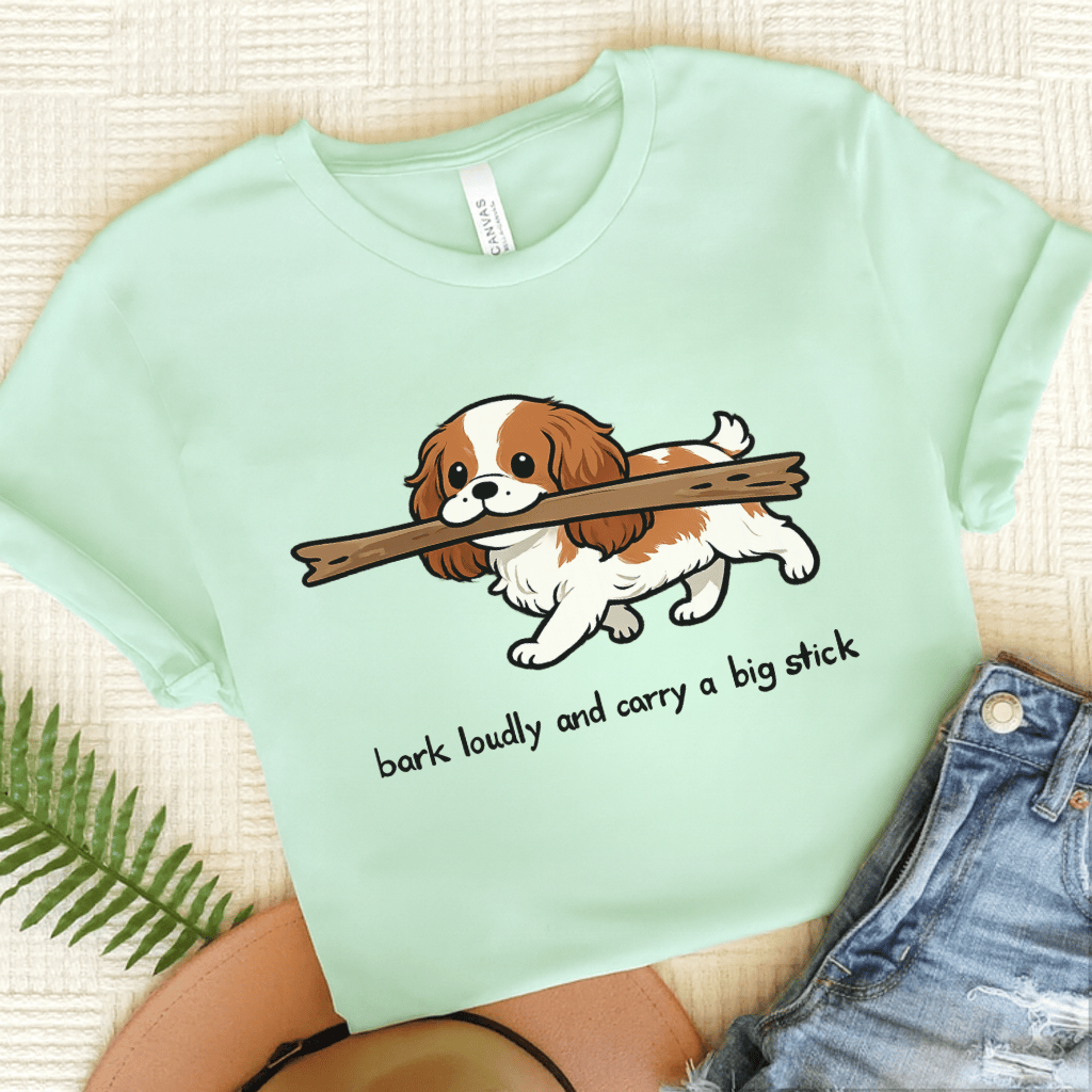 Personalized Cavalier Big Stick Unisex TShirt Heather Mint