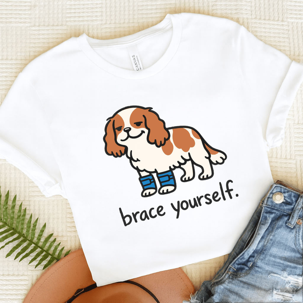 Personalized Cavalier Brace Unisex Tshirt White