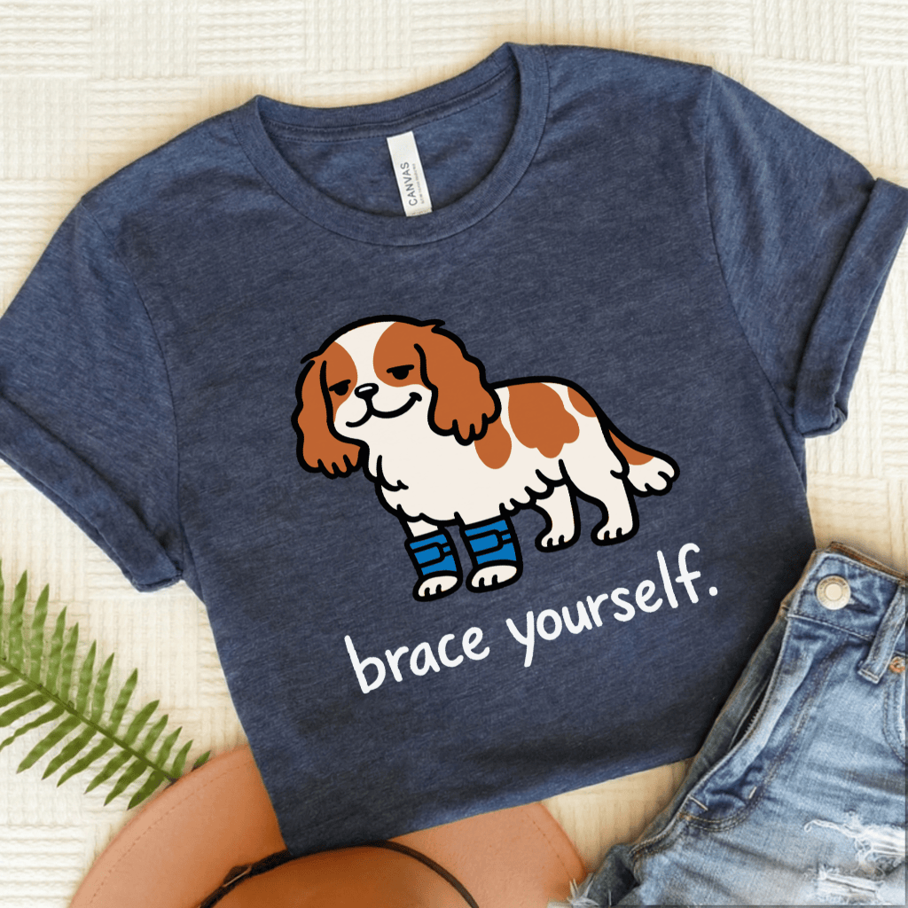 Personalized Cavalier Brace Unisex Tshirt Heather Navy