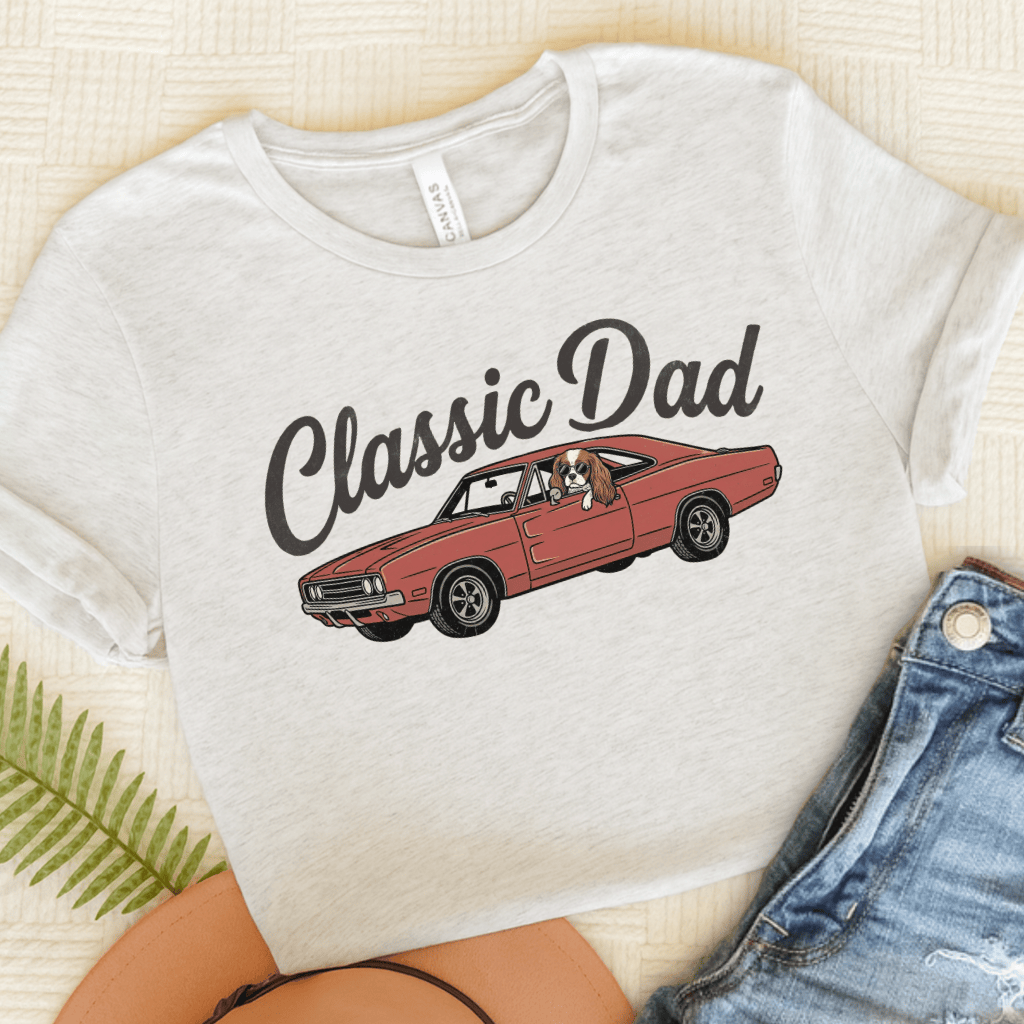 Personalized Cavalier Classic Car Dad Unisex TShirt Ash