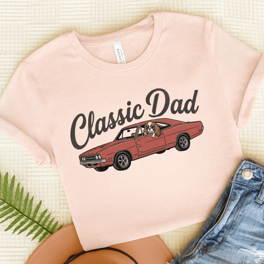 Personalized Cavalier Classic Car Dad Unisex TShirt Soft Pink