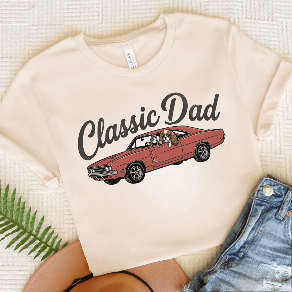 Personalized Cavalier Classic Car Dad Unisex TShirt Natural