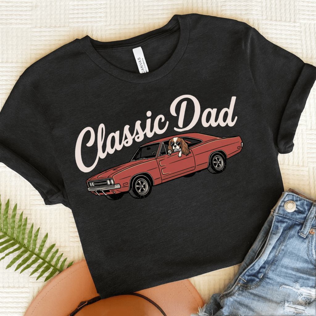 Personalized Cavalier Classic Car Dad Unisex TShirt Dark Grey Heather
