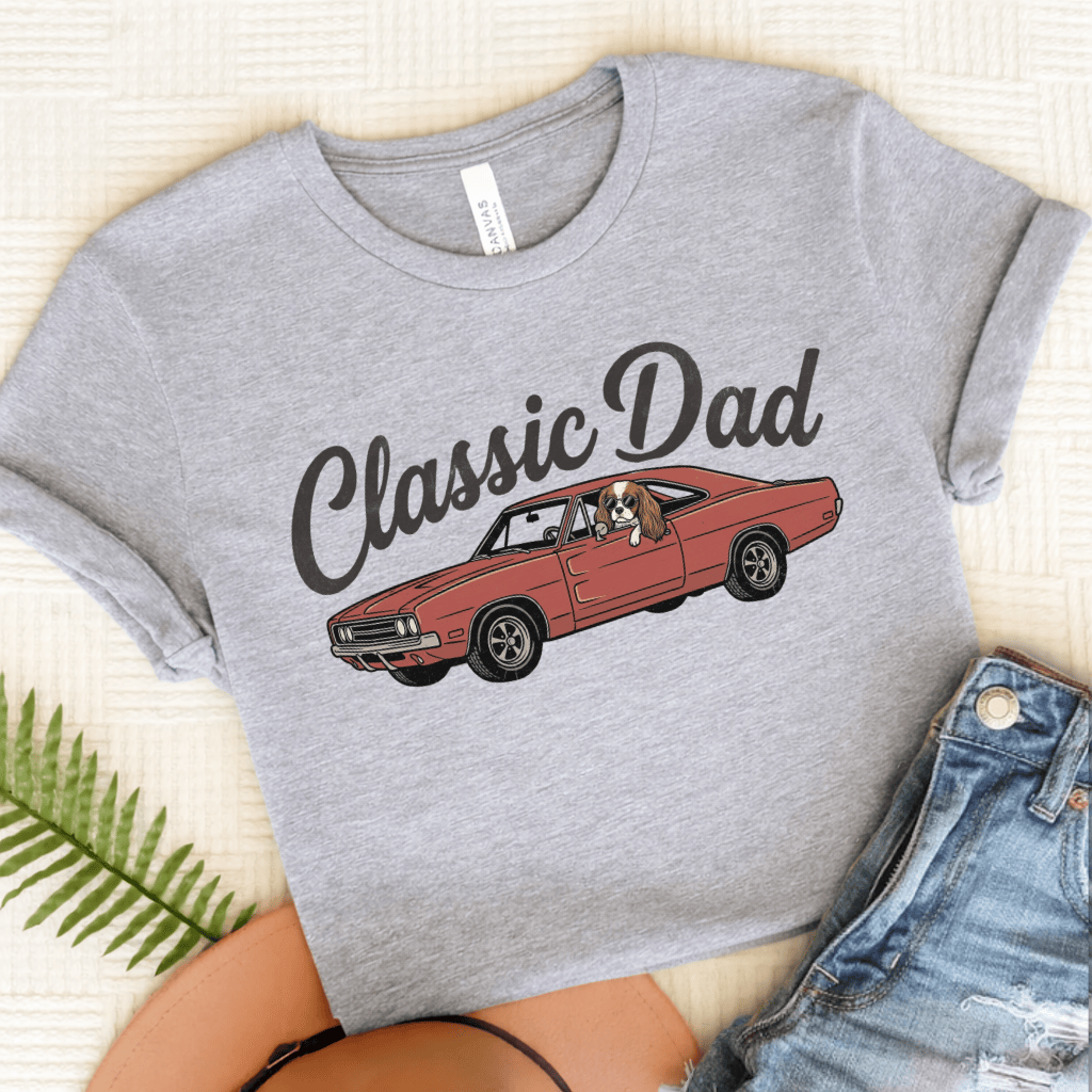 Personalized Cavalier Classic Car Dad Unisex TShirt Athletic Heather