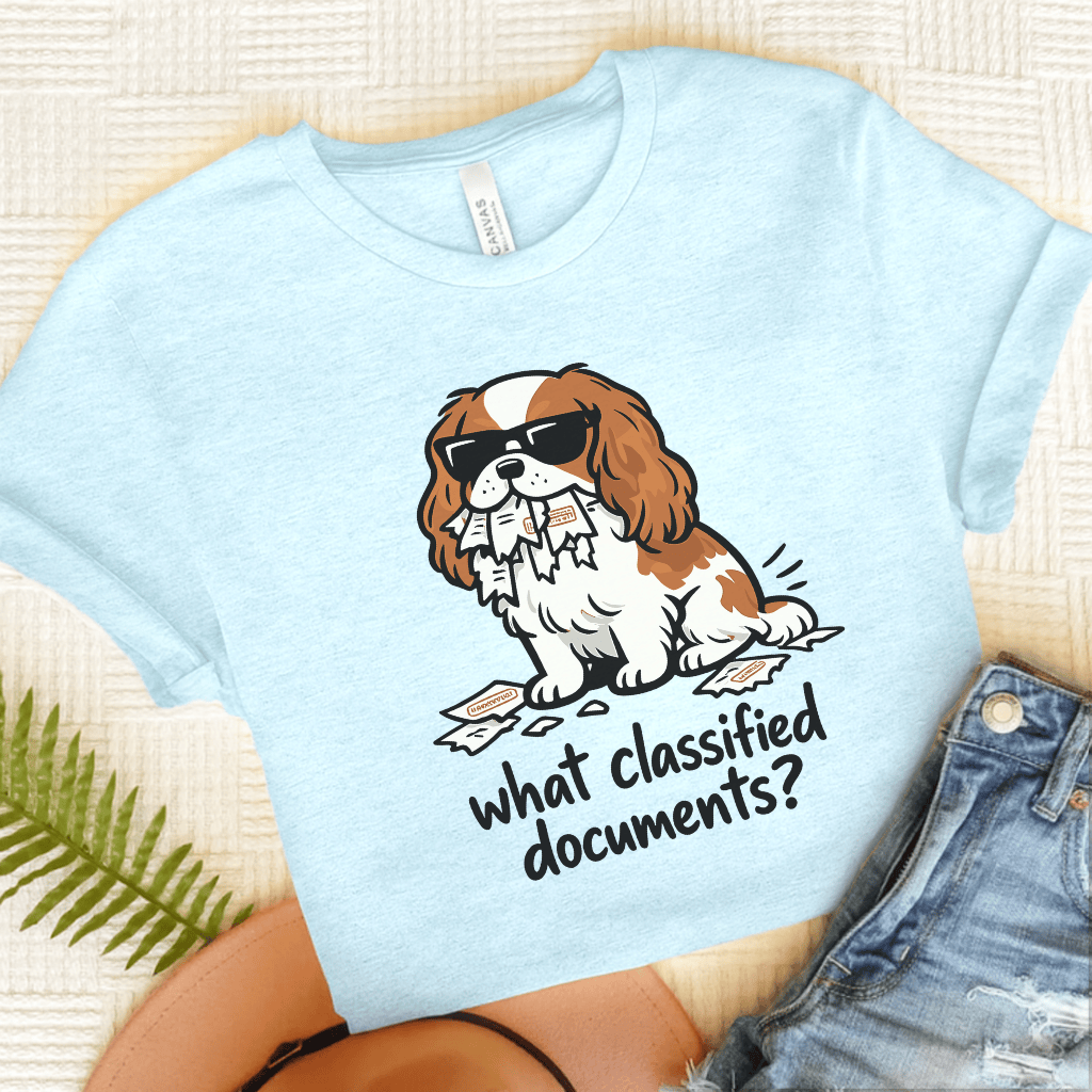 Personalized Cavalier Classified Unisex Tshirt Heather Ice Blue