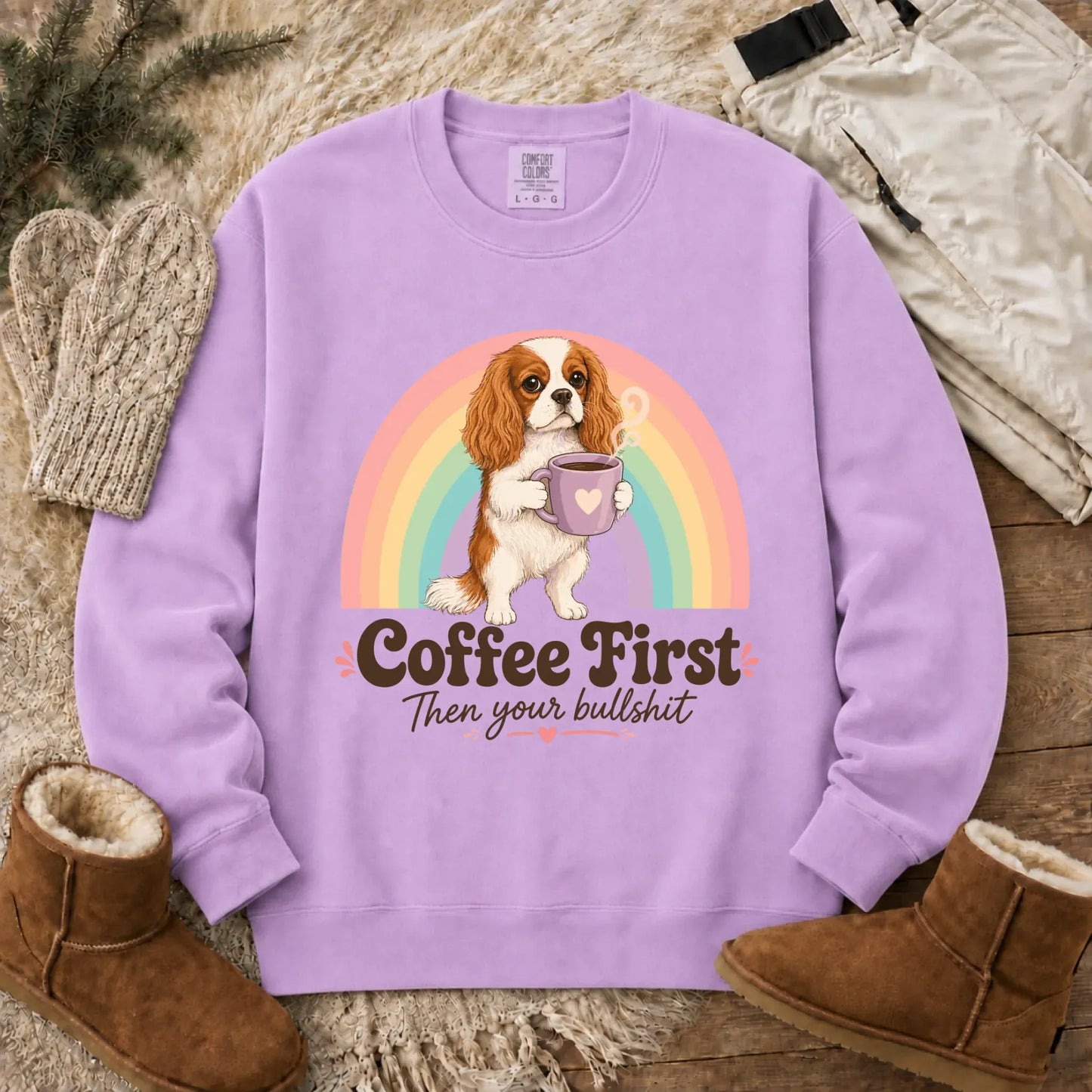 Sweatshirt Orchid / S Personalized Cavalier Coffee First Unisex Sweatshirt