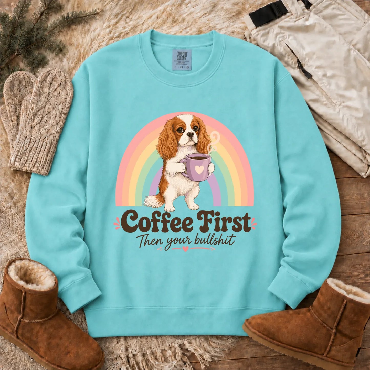 Sweatshirt Chalky Mint / S Personalized Cavalier Coffee First Unisex Sweatshirt