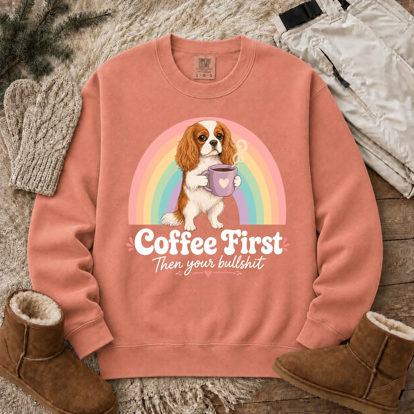 Sweatshirt Terracotta / S Personalized Cavalier Coffee First Unisex Sweatshirt