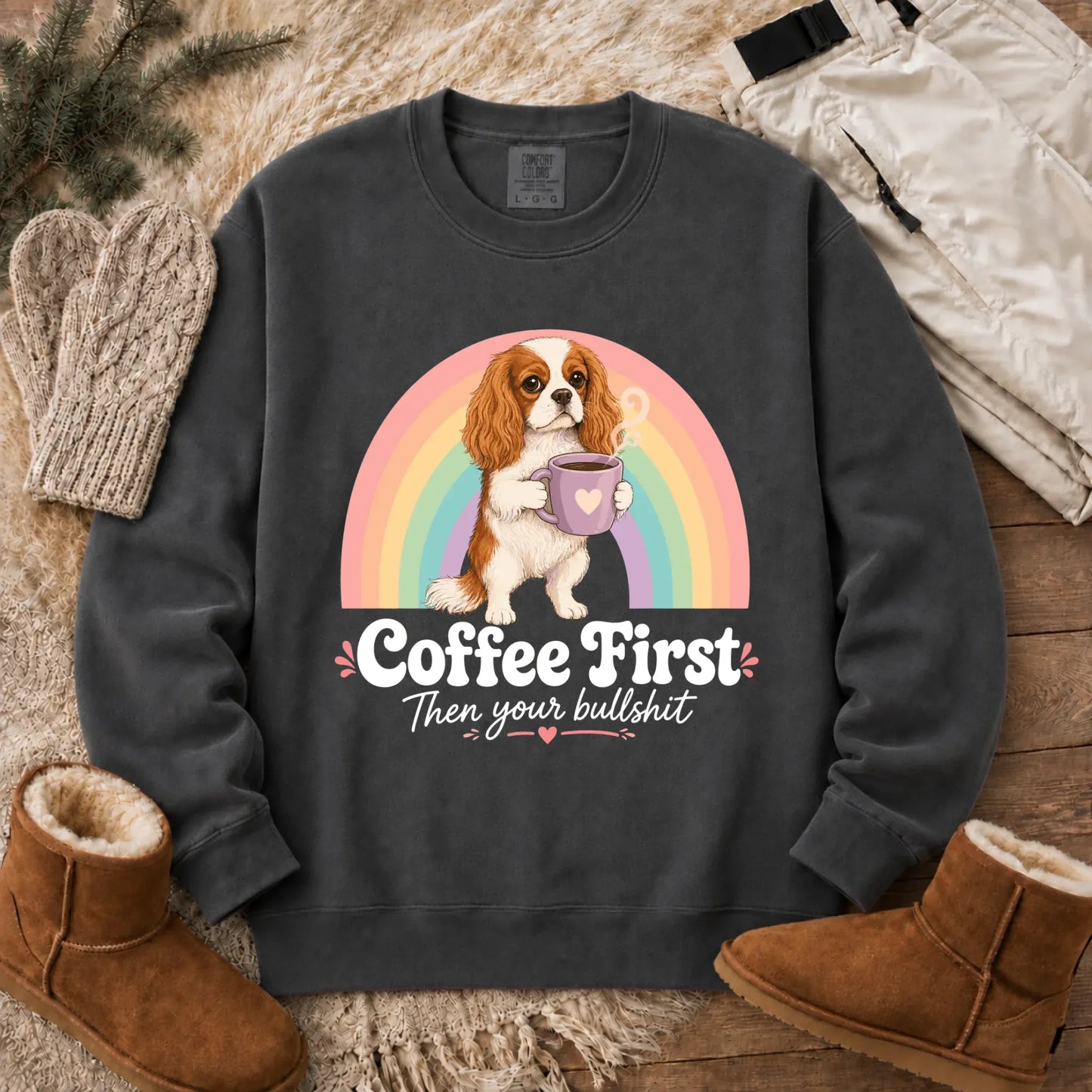 Sweatshirt Pepper / S Personalized Cavalier Coffee First Unisex Sweatshirt