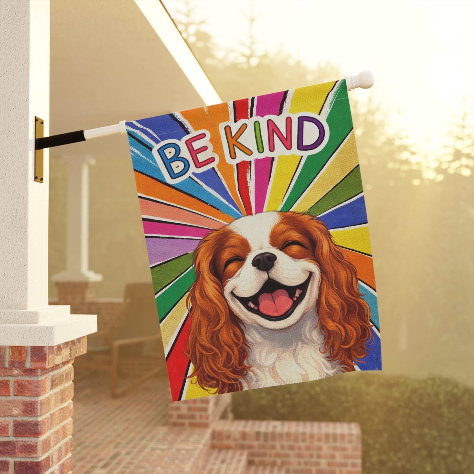 Personalized Cavalier Colorful Be Kind Yard Flag