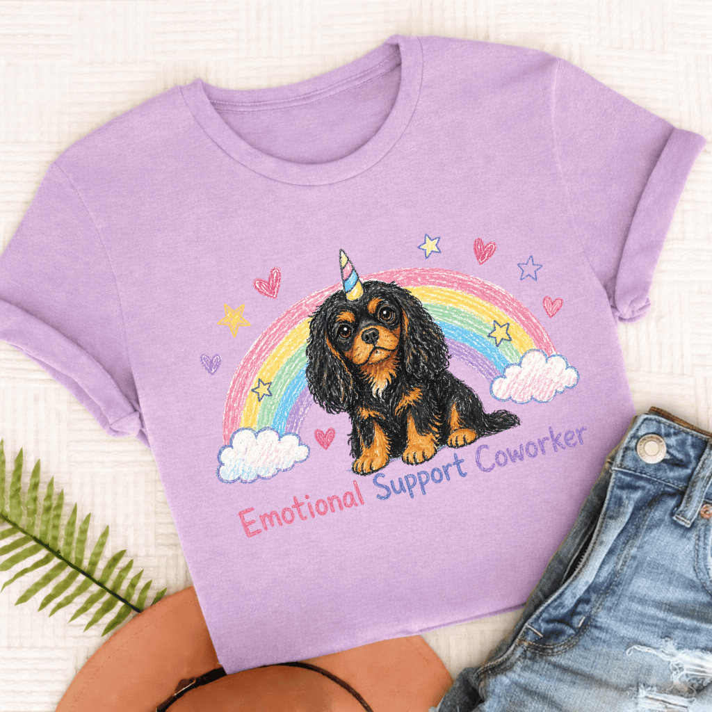 Personalized Cavalier Crayon Coworker Unisex TShirt Comfort Colors Orchid