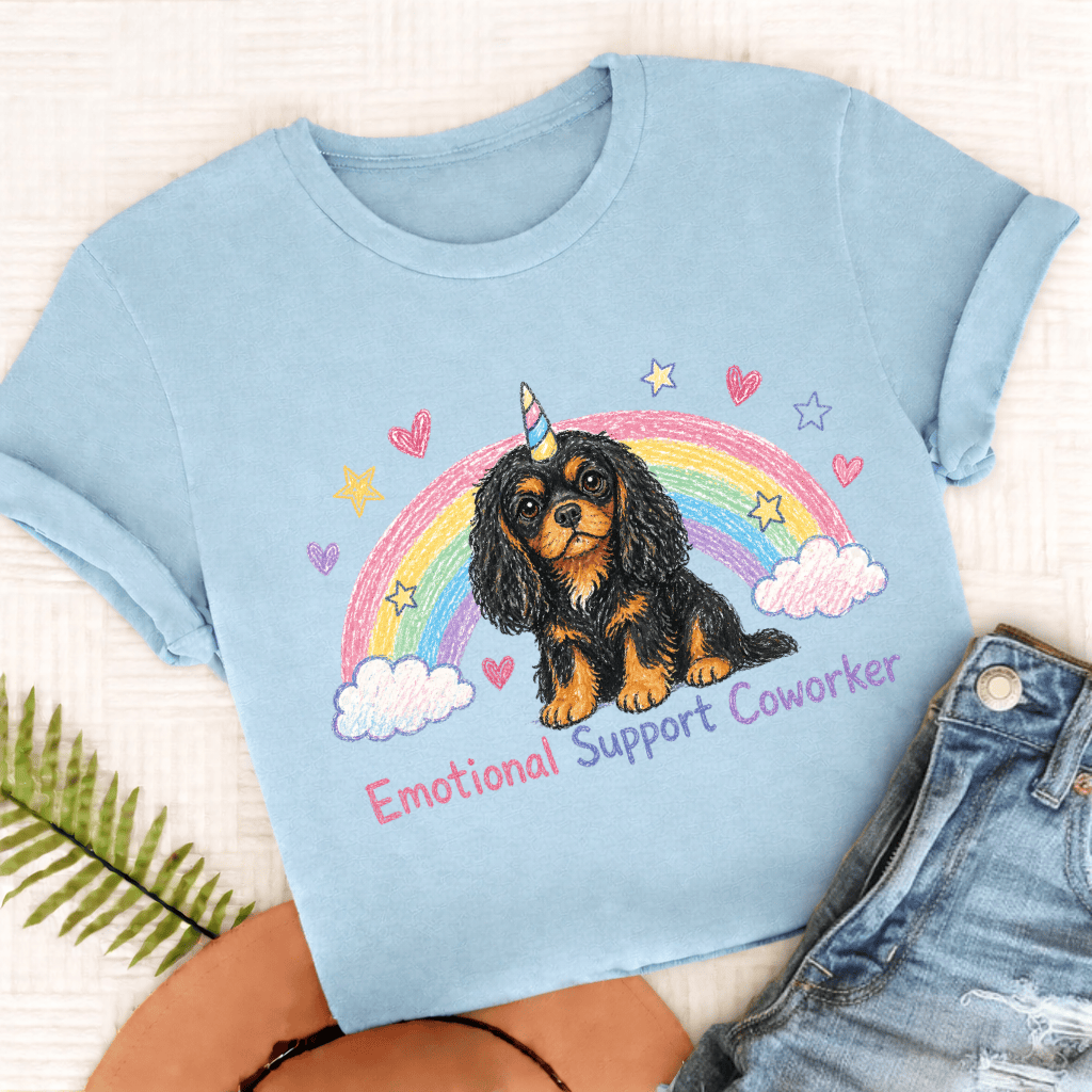 Personalized Cavalier Crayon Coworker Unisex TShirt Comfort colors Chambray