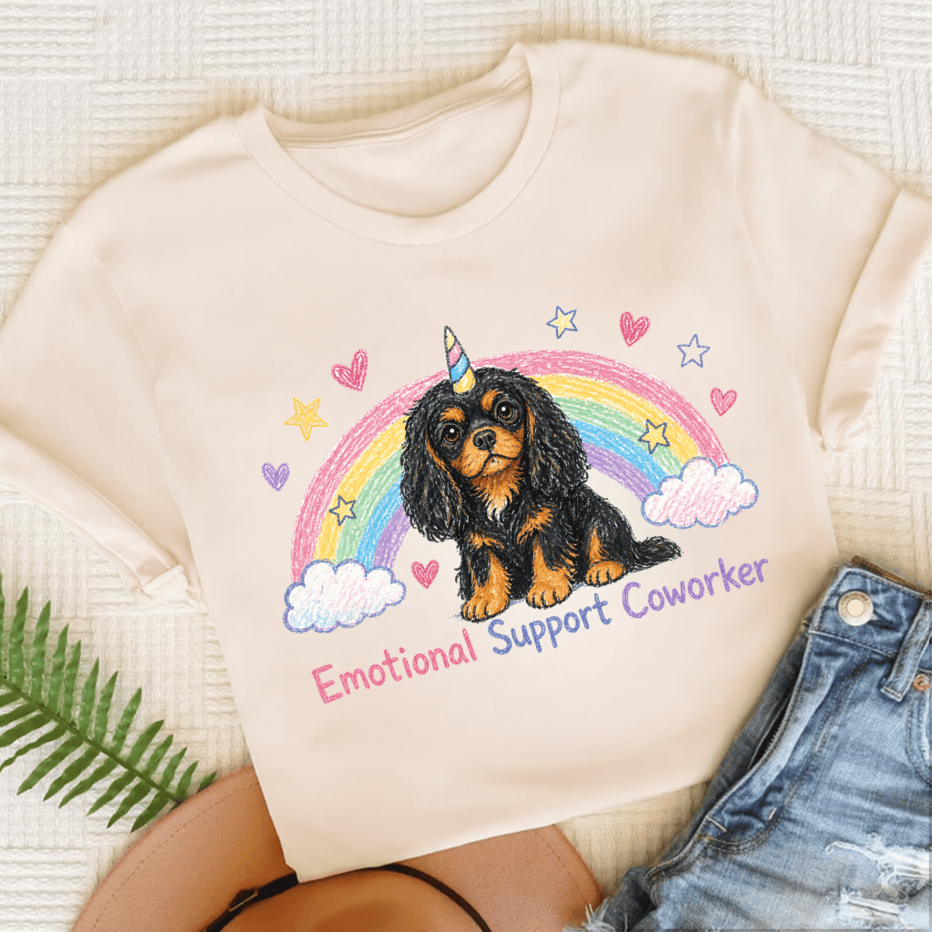 Personalized Cavalier Crayon Coworker Unisex TShirt Natural