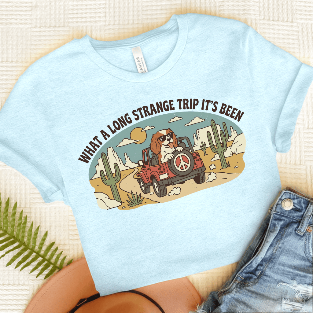 Personalized Cavalier Desert Travel Unisex TShirt Heather Ice Blue