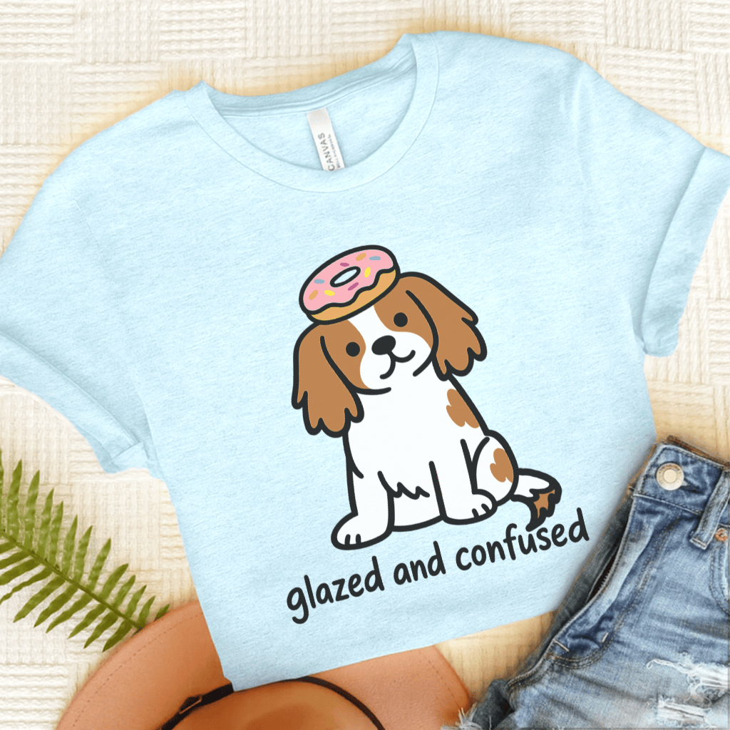 Personalized Cavalier Donut Unisex Tshirt Heather Ice Blue
