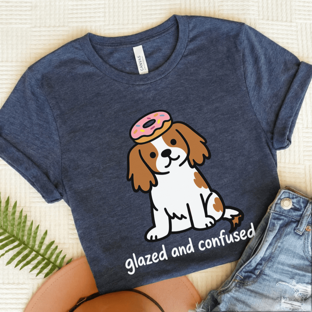 Personalized Cavalier Donut Unisex Tshirt Heather Navy