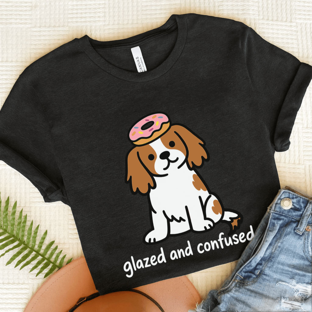 Personalized Cavalier Donut Unisex Tshirt Dark Grey Heather