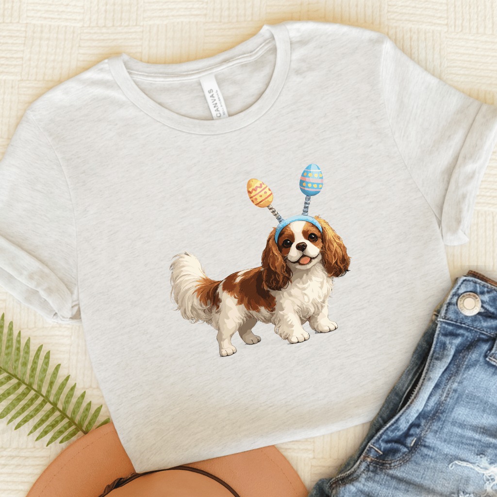 Personalized Cavalier Easter Eggs Unisex TShirt Ash