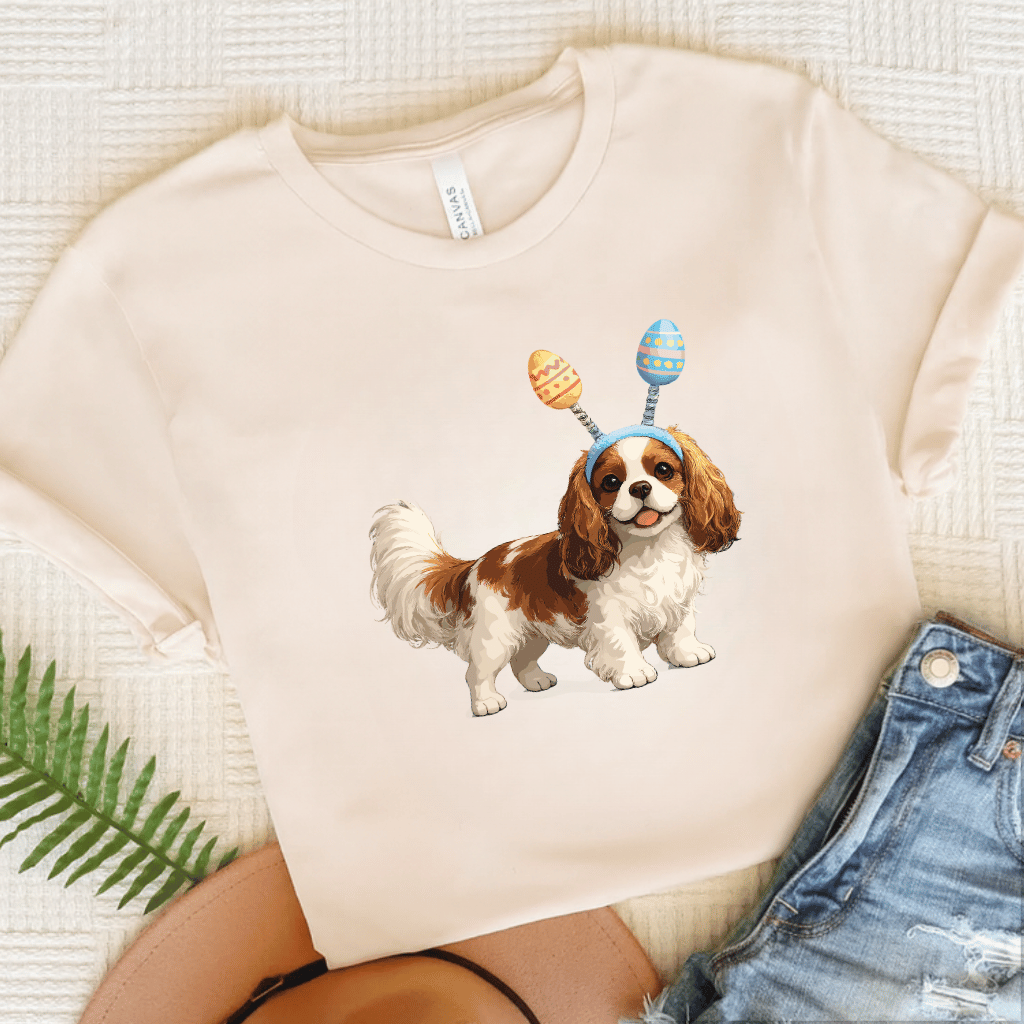 Personalized Cavalier Easter Eggs Unisex TShirt Natural