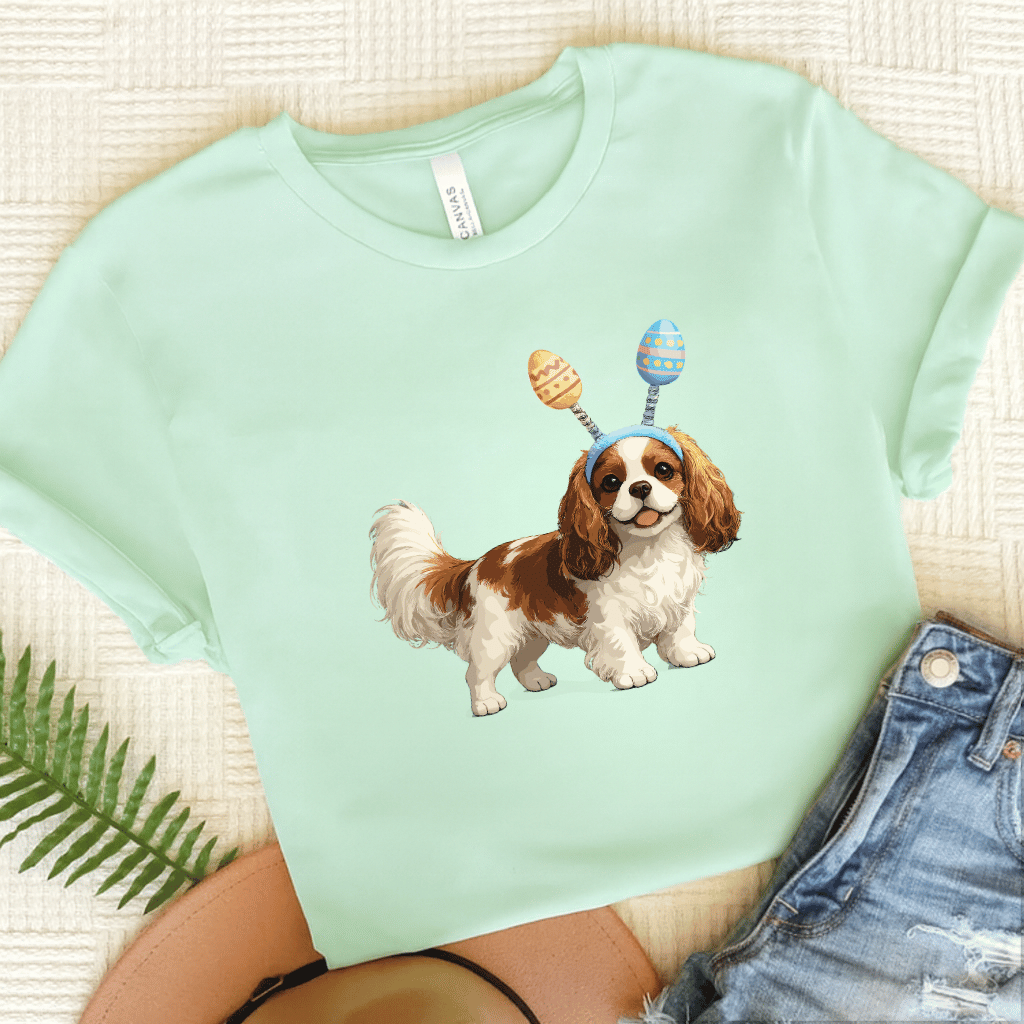 Personalized Cavalier Easter Eggs Unisex TShirt Heather Mint