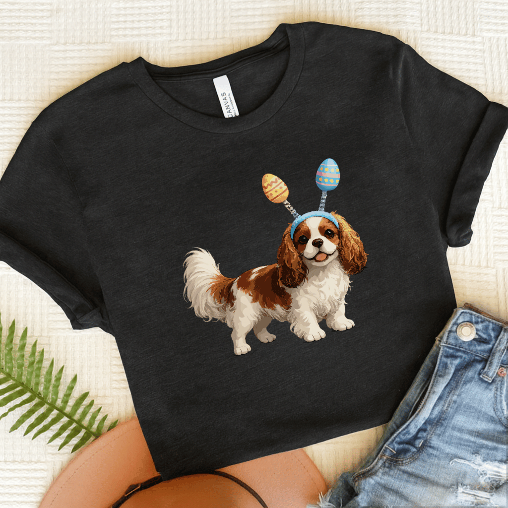 Personalized Cavalier Easter Eggs Unisex TShirt Dark Grey Heather