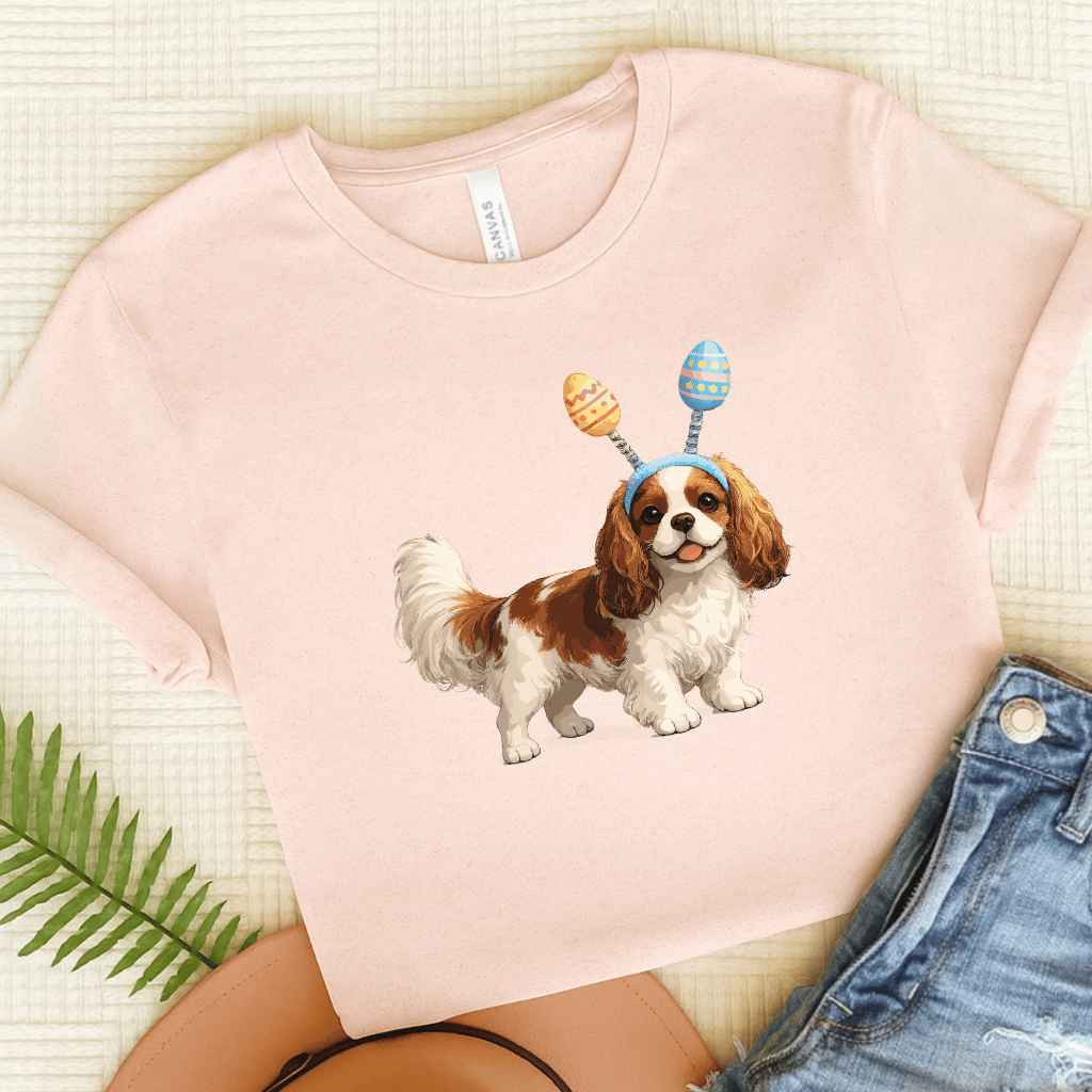 Personalized Cavalier Easter Eggs Unisex TShirt Soft Pink