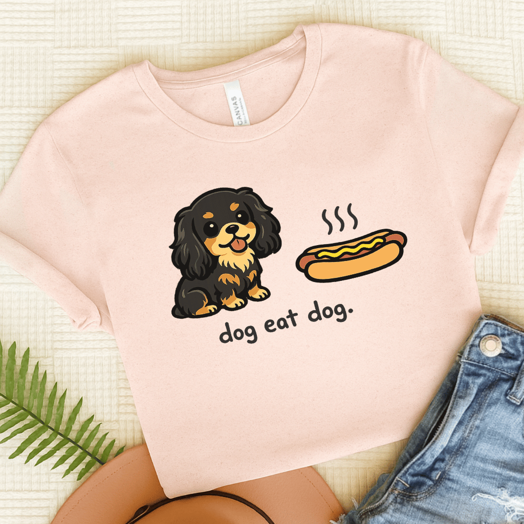 Personalized Cavalier Eat Hotdog Unisex TShirt Soft Pink