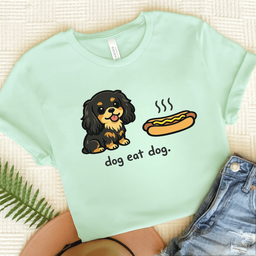 Personalized Cavalier Eat Hotdog Unisex TShirt Heather Mint