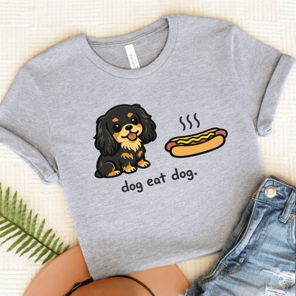 Personalized Cavalier Eat Hotdog Unisex TShirt Athletic Heather