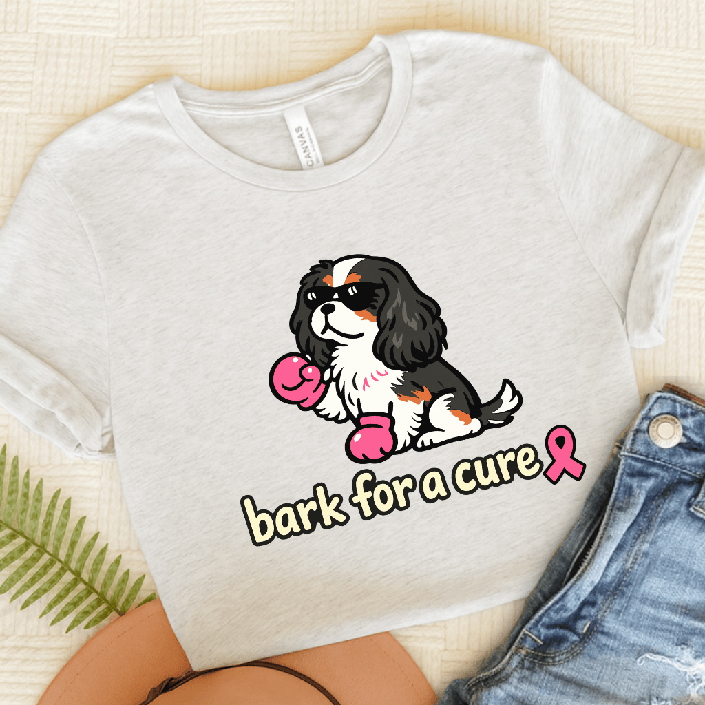 Personalized Cavalier Fight Cancer Unisex TShirt Ash